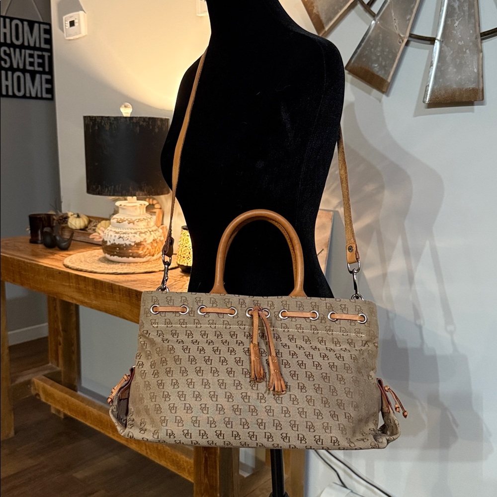 FOR BUNDLE Dooney & Bourke Brown Logo Satchel with Detachable Crossbody Strap